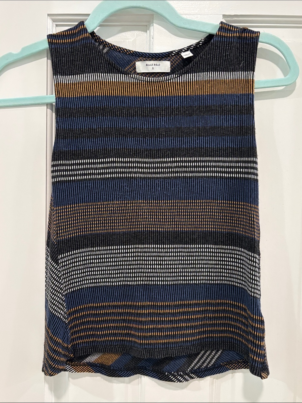 Billy Reid Navy, Brown & White Striped Sleeveless Top
